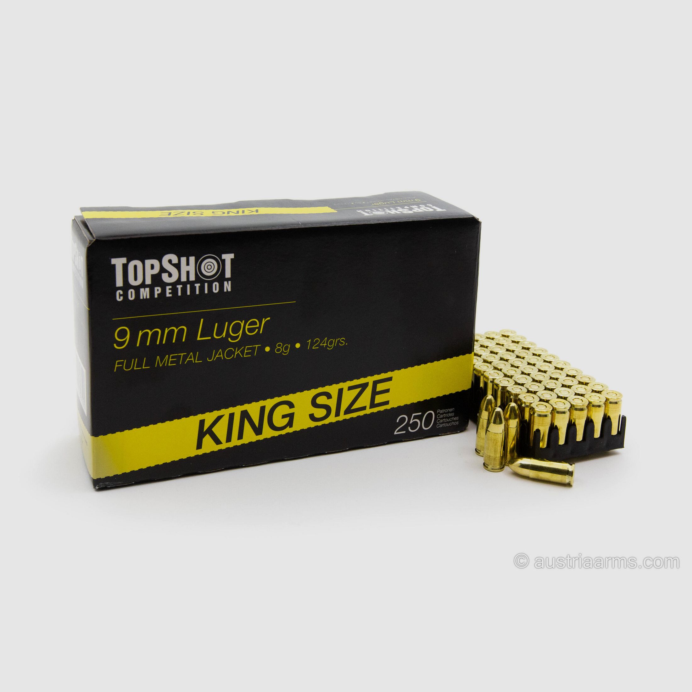 TopShot 9mm Luger FMJ 124grs, King Size (250 pcs)