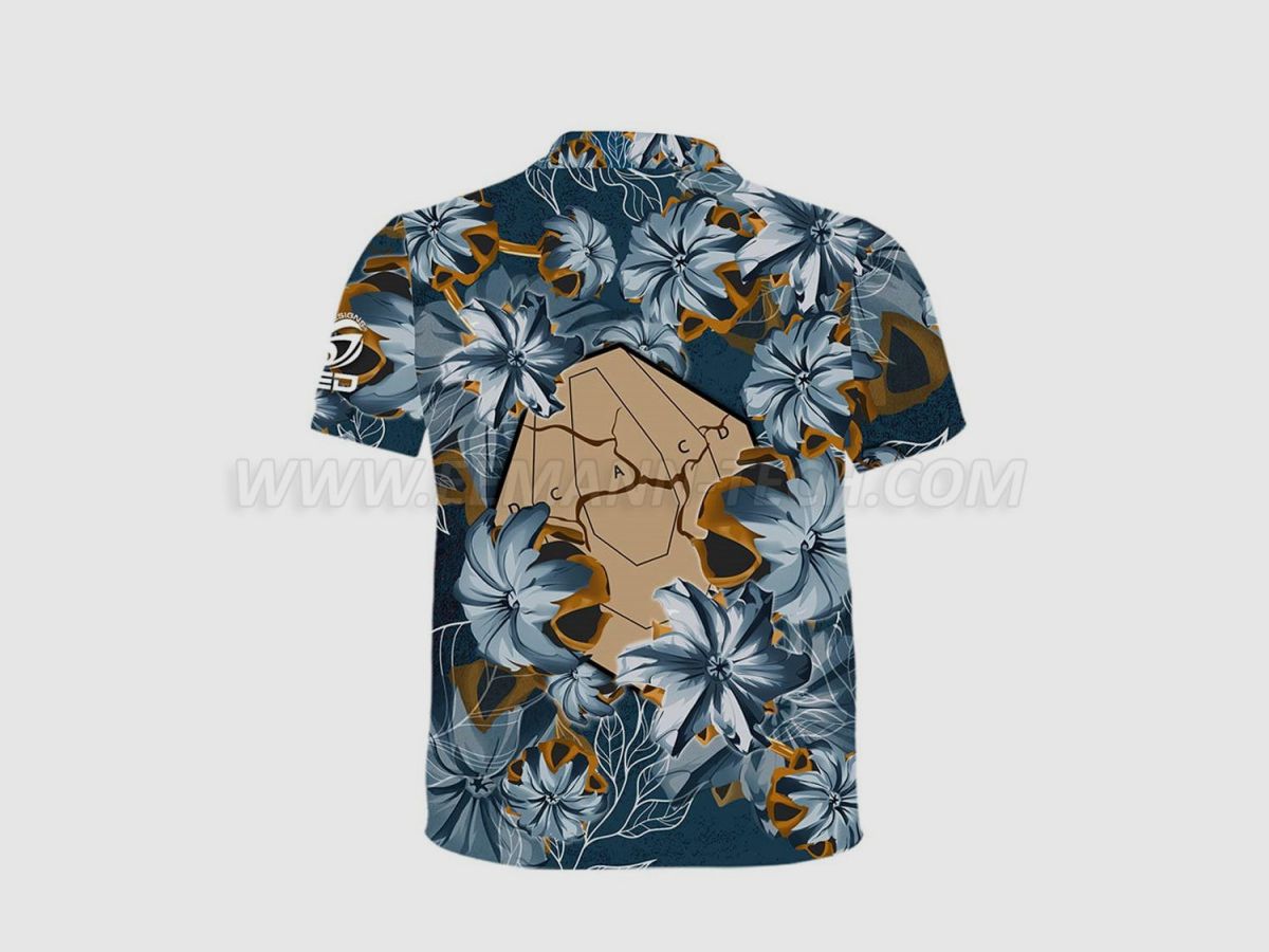 DED Blue Bullet Floral IPSC Target T-Shirt, tamaño: XXL, Nombre personalizado: Sin nombre, Tipo de ropa: Regular (Hombres), imagen 2 de 3