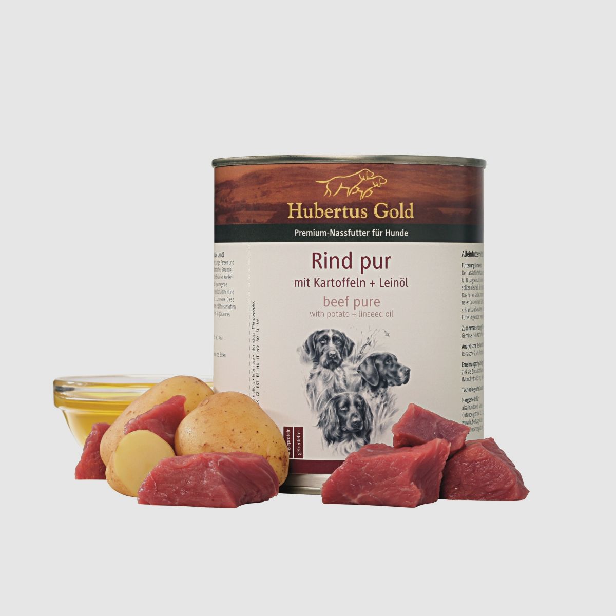 HUBERTUS GOLD Wołowina czysta z ziemniakami + olej lniany 800g