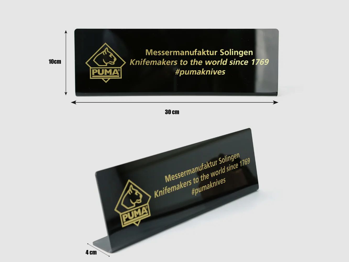 Thekendisplay / Aufsteller schwarz "Knifemakers to the world"