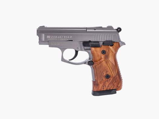Zoraki 914 blank firing pistol 9 mm P.A.K titan grip scales in wood look