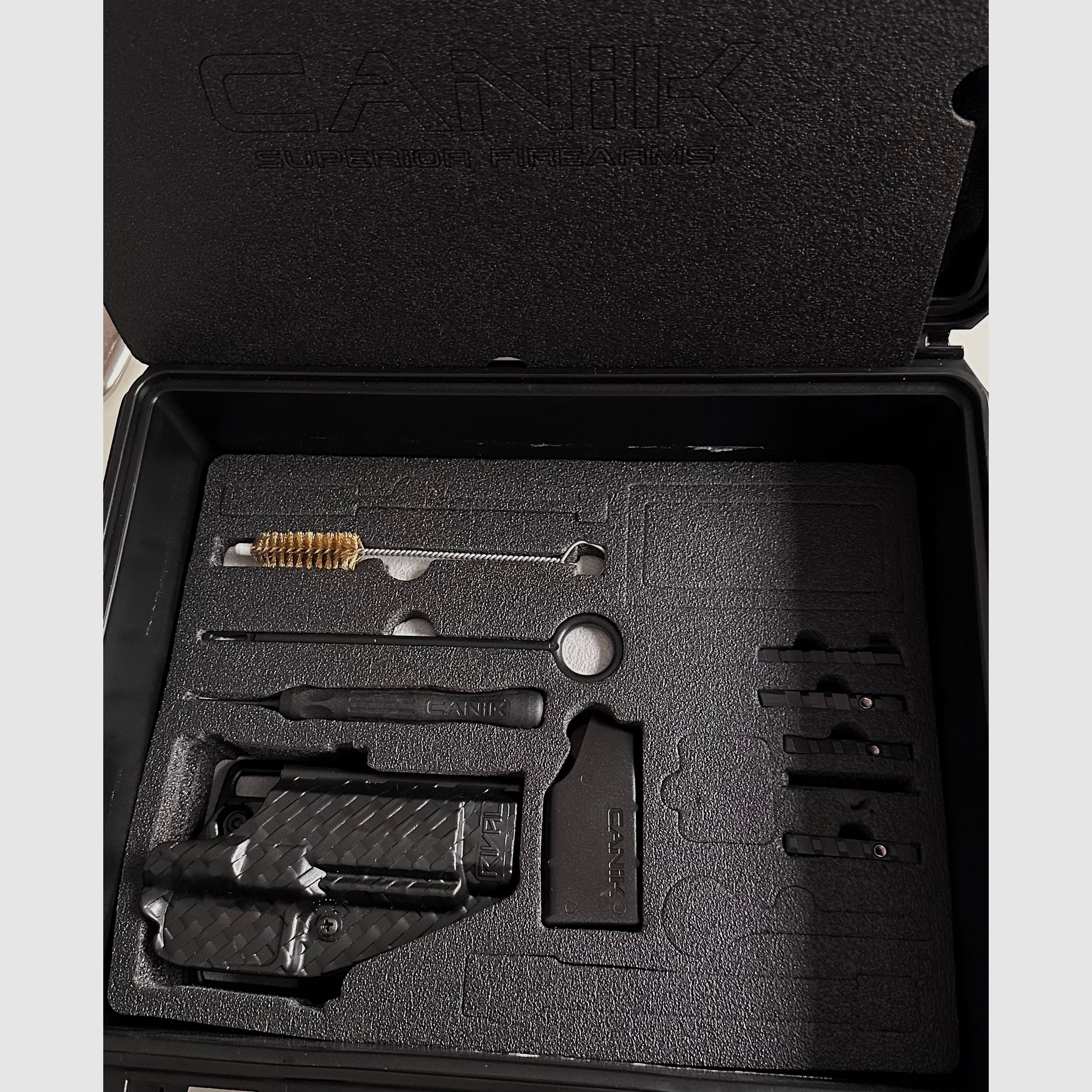 Canik SFx Rival-S with LOK aluminum grip panels, 5 magazines, Wolff springs, original packaging/accessories