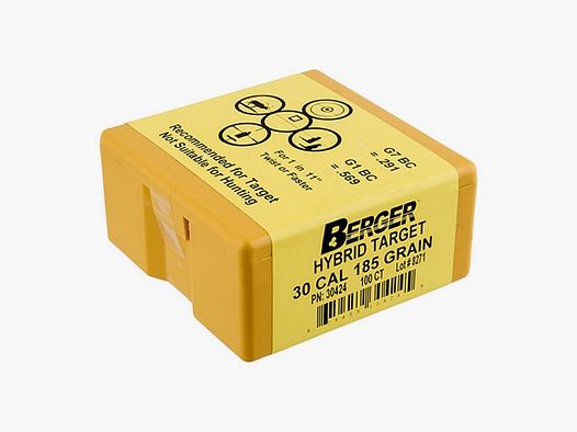 BERGER BULLETS HYBRID TARGET 30 CALIBER (0.308″) 185GR HYBRID BT 100/BOX