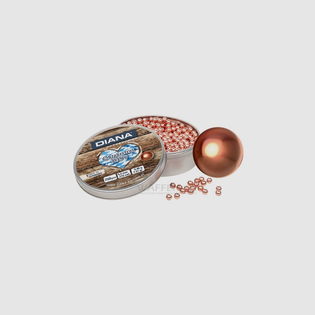 Diana Rundkugelmunition Kaliber 4,4mm Kupferbeschichtet 750 Schuss