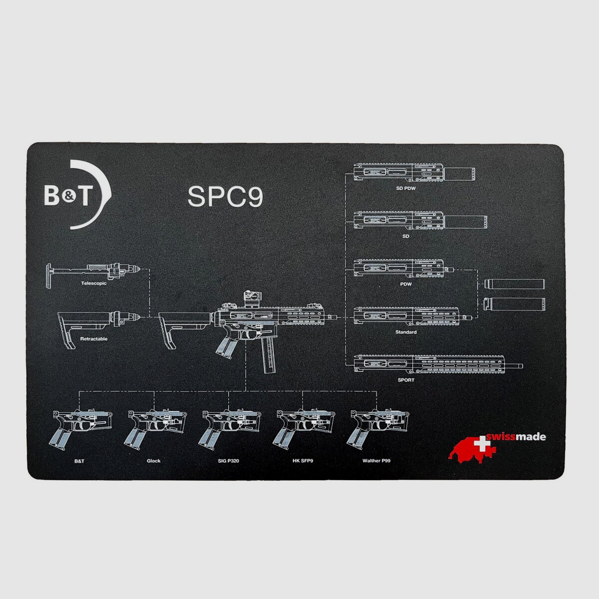 Maty do rozkładania B&T SPC9 Pro 43 x 28 cm czarna