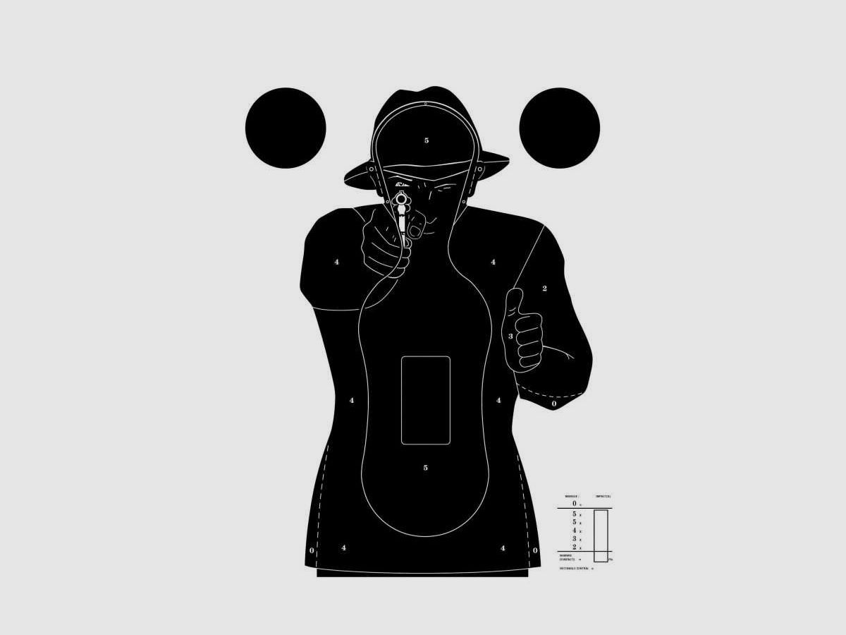 100 cibles cartons silhouette Police 51 x 71 cm - Blanche sur fond noir, image 2 sur 3
