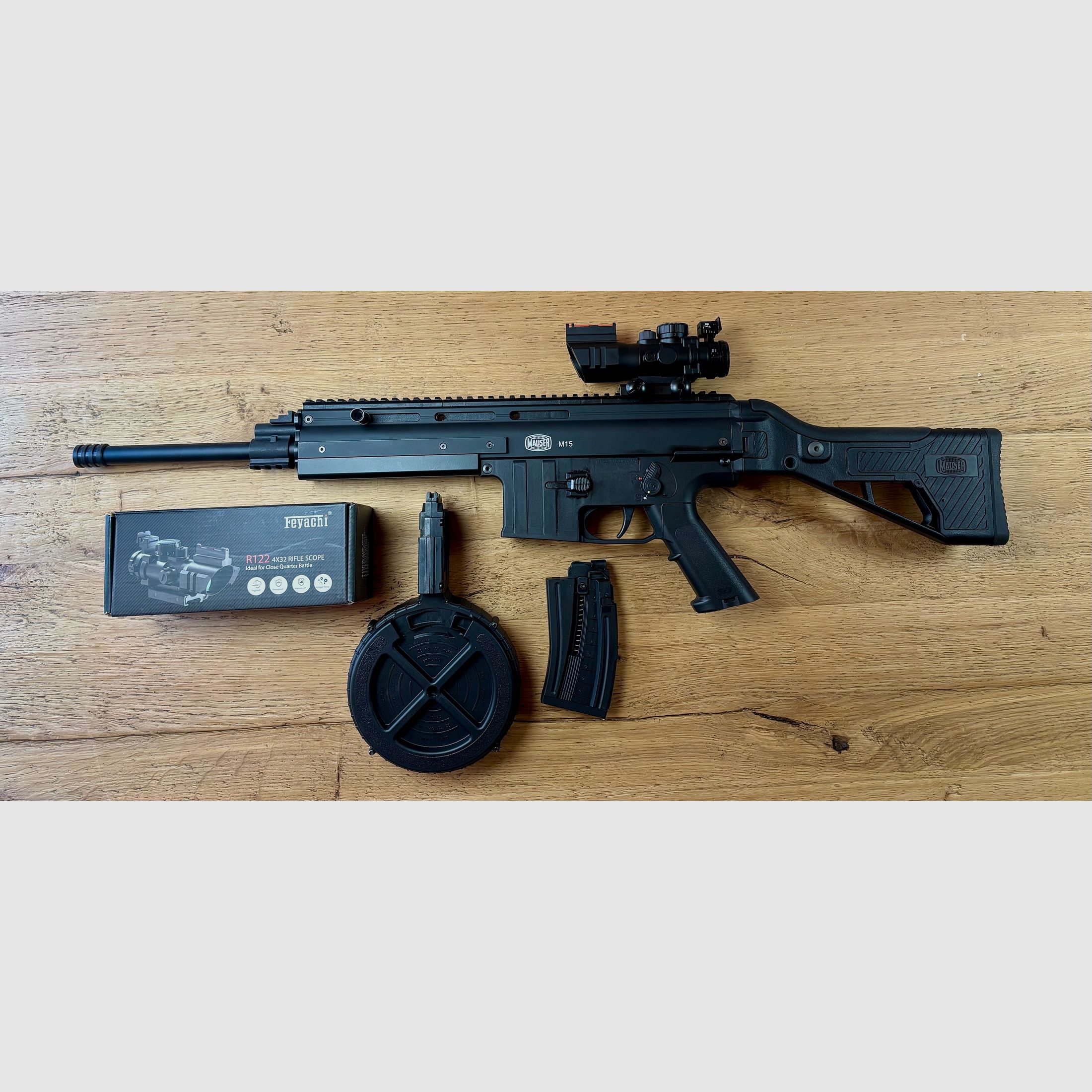 GSG Mauser M15 Cal. .22lr, incl Rifle Scope 4x32 e caricatore a tamburo - like new