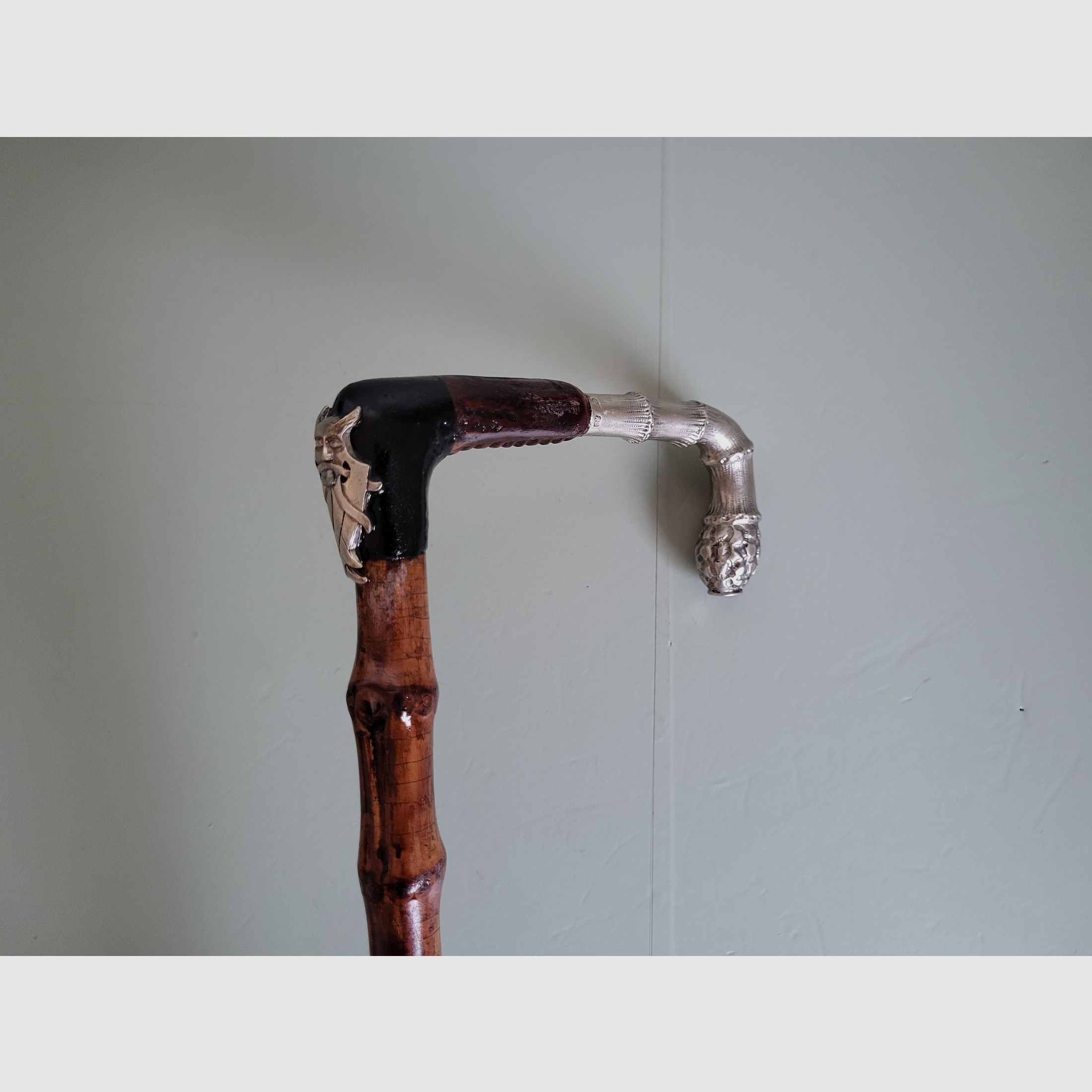 Jäger Spazierstock - 800 Silber - Horn - Wikinger - G .August Schwäbisch Gmund - 1930er Jahre