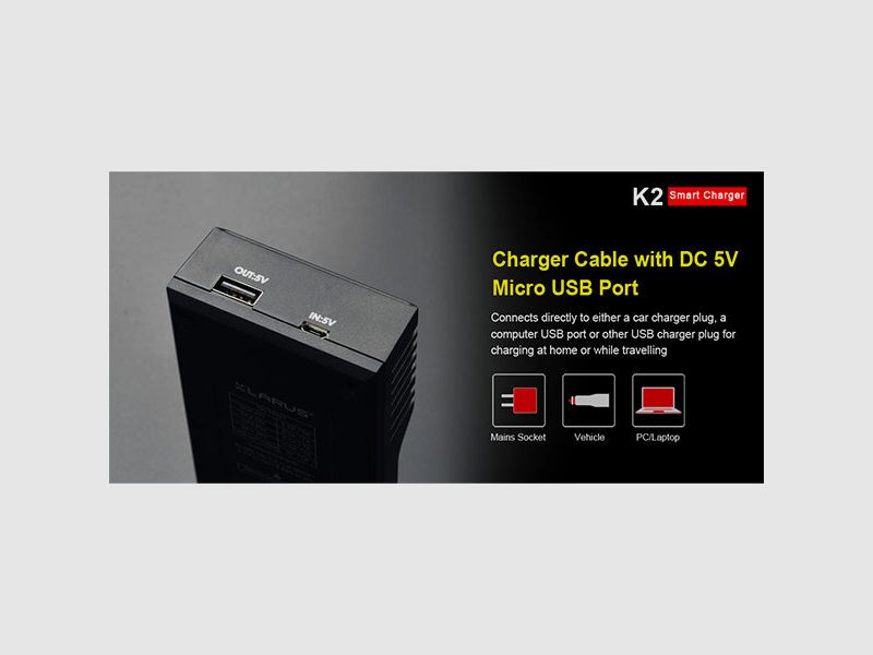 Akku-Ladegerät K2 für 2 Akkus mit USB-Kabel, Bild 4 von 7