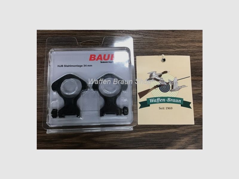 Bauer HJB Stahlmontage 34mm Bauhöhe, Hoch 23mm, für Picatinny-/ Weaverschiene