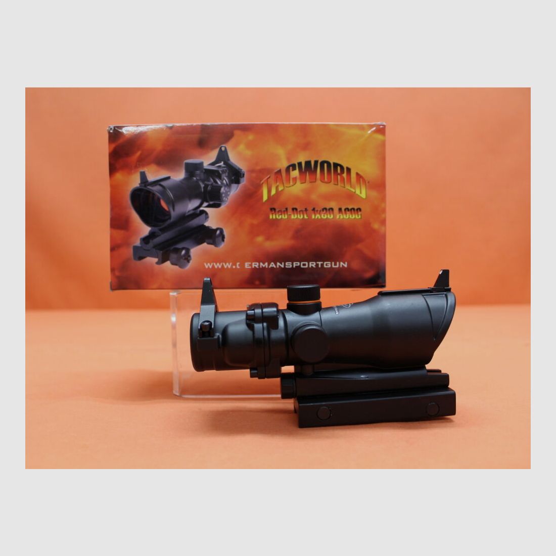 GSG German Sport Guns Tacworld Red Dot ACOG Leuchtpunktvisier 1x30 mit Kimme/ Korn-Notvisier, f. AR-15 Carry-Handle