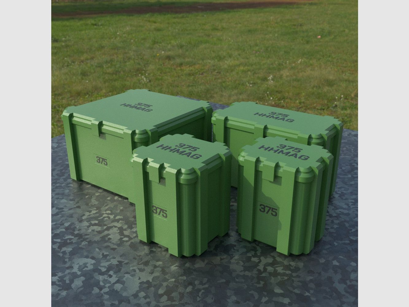 Filamelt Munitionsbox / Ammo Box .375 H&H Mag – Patronenbox ‘Klappdeckel’ – 20 / 25 / 50 / 100 Runden