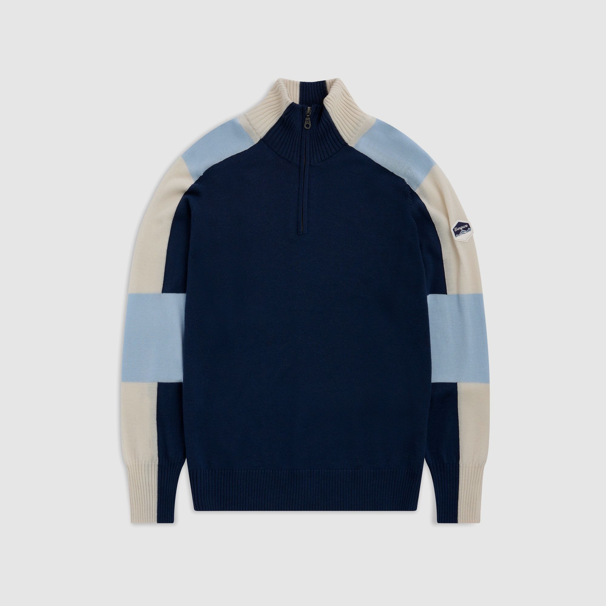 Bergans Lyderhorn Half-Zip Wollpullover Herren Navy Blue/Light Dusty Blue L