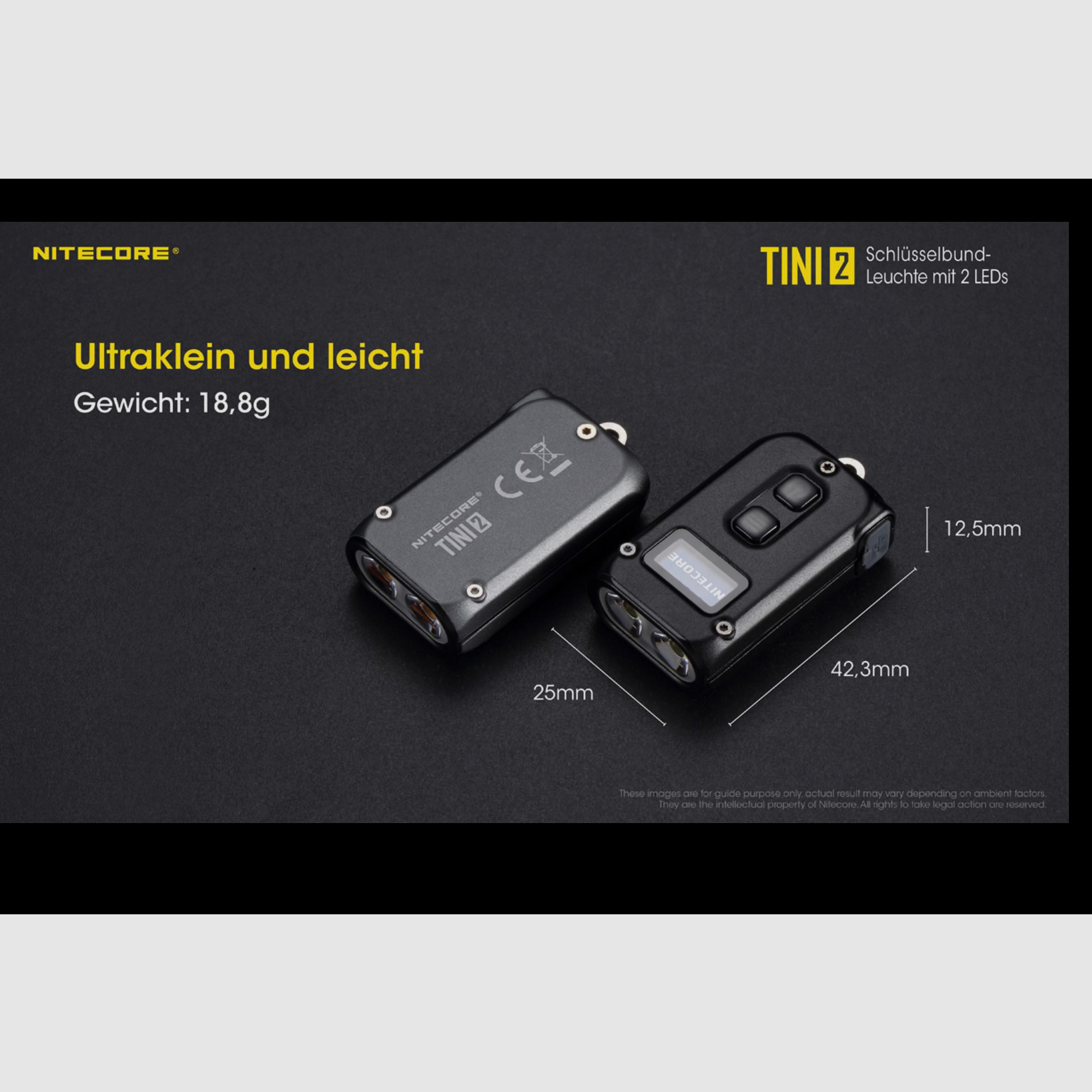 Nitecore TINI2 szara latarka LED 500 lumenów