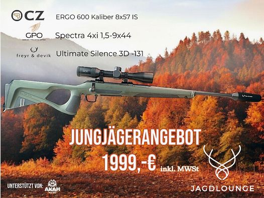 CZ 600 Ergo 8x57 IS in het Jungjäger pakket
