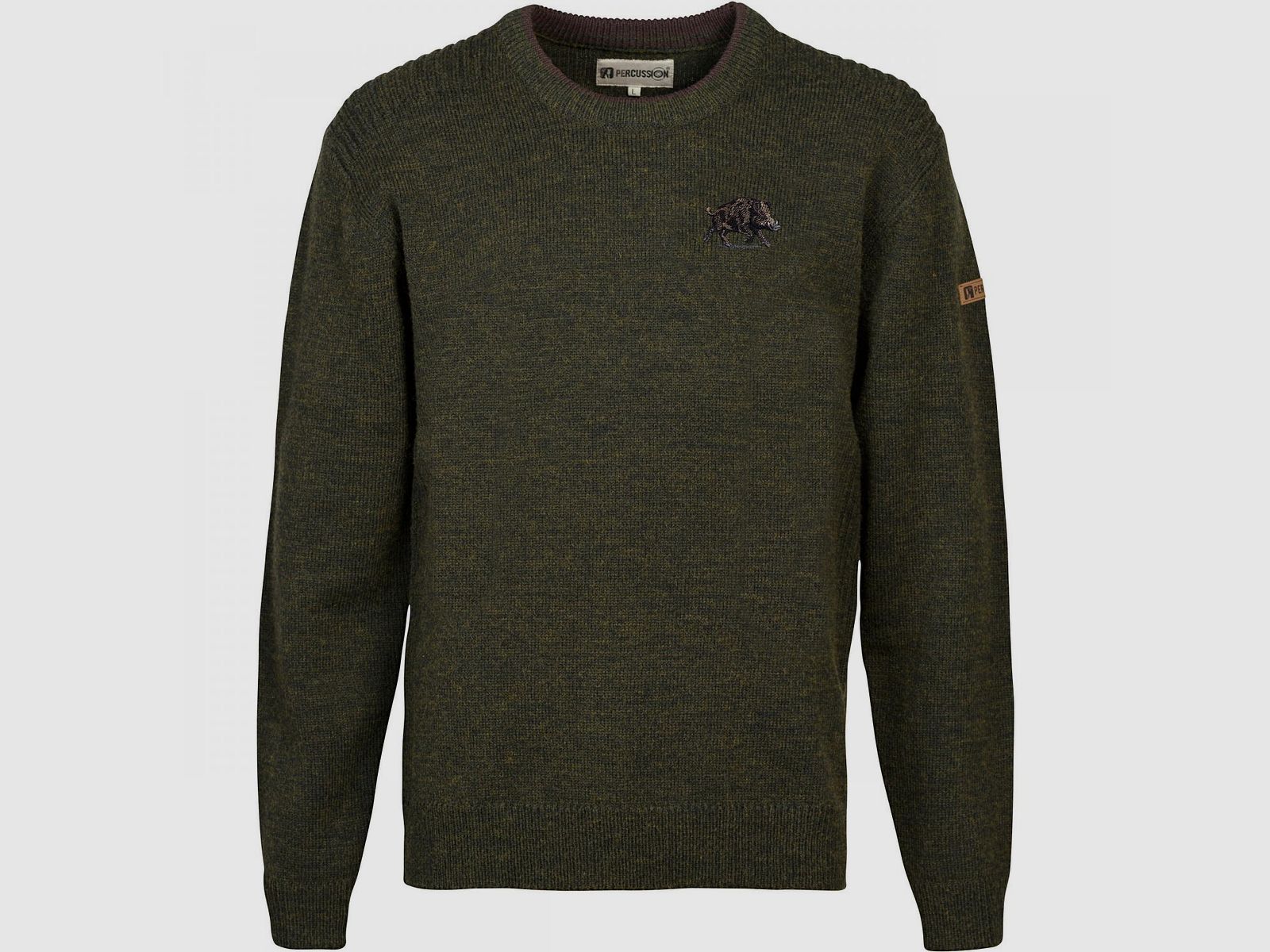 Pullover Rundhalsausschnitt Kinder, m. Wildschwein-Stickerei (Khaki)