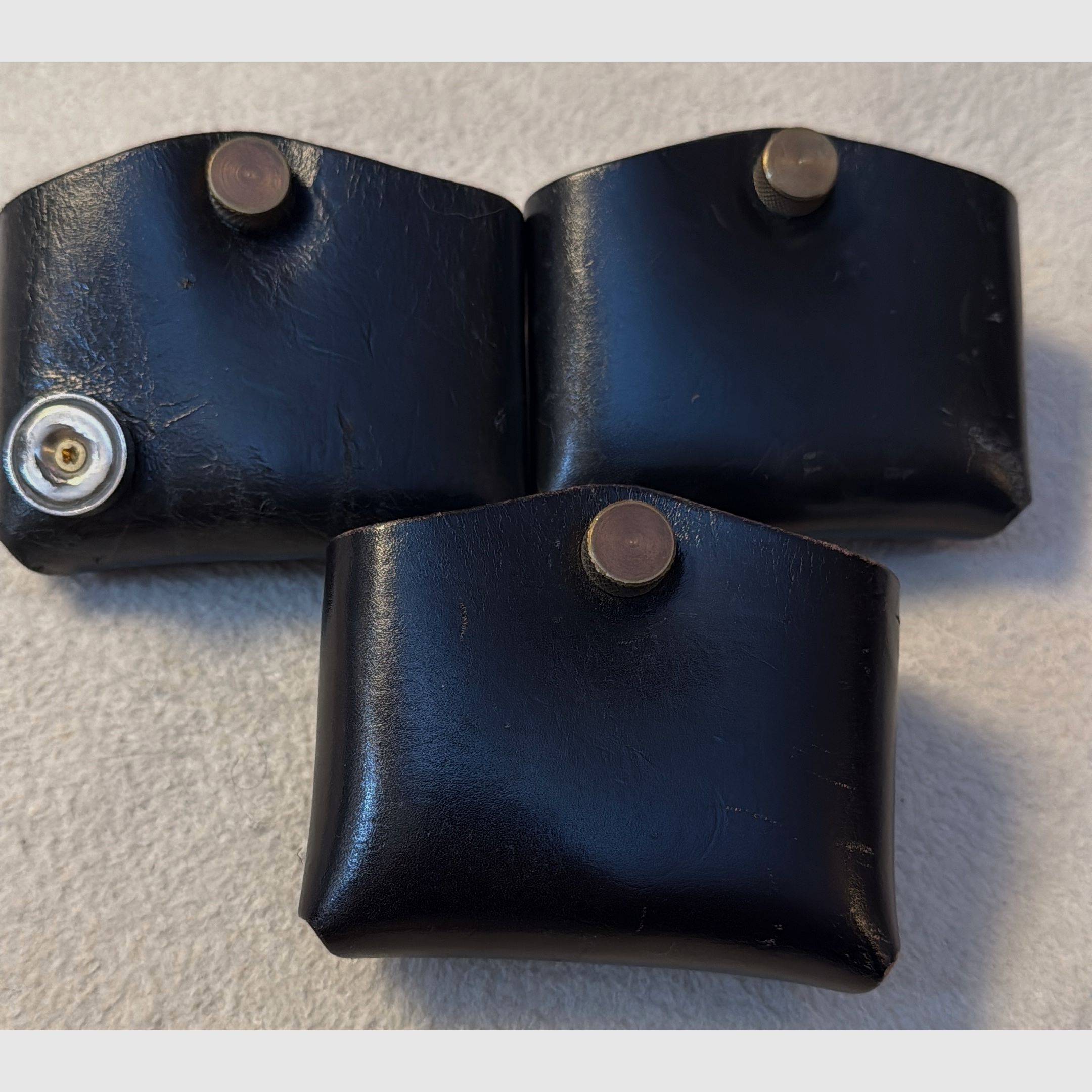 Front Line Doppelmagazintaschen, Leder, 3 Stück (davon 1 mit Magnet) für doppelreihige Magazine  