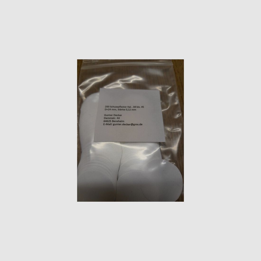 Schusspflaster Vorderlader Kal. .38 bis .45 Ø 24mm Durchmesser, Stärke 0,12mm 0,005inch
