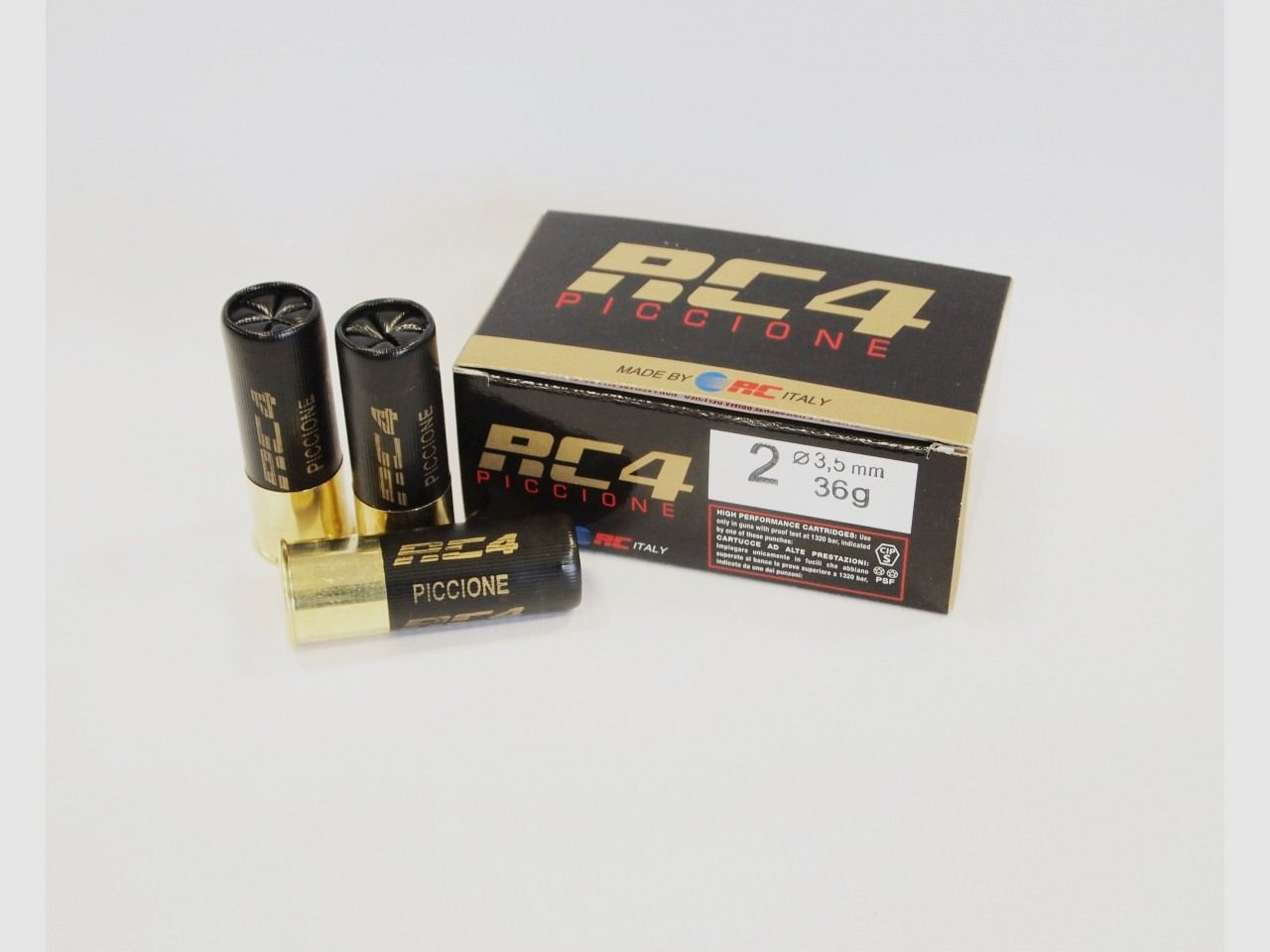 RC4 Piccione hagelpatroon kal. 12/70 – 3,5 mm, nr. 2 – 36 g (1 verpakking van 10 stuks)