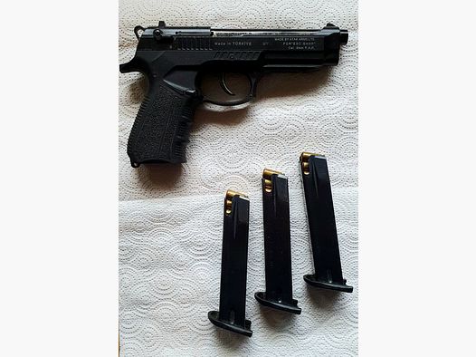 Zoraki 918  PTB Gas / Schreckschuß Pistole , 18 + 1 -schlüssig, 2 Zusatzmagazine+ Lederholster