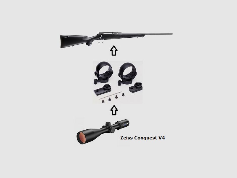 Sauer 100 Classic XT + Zeiss Conquest V4 + Montage + ... Komplettpaket