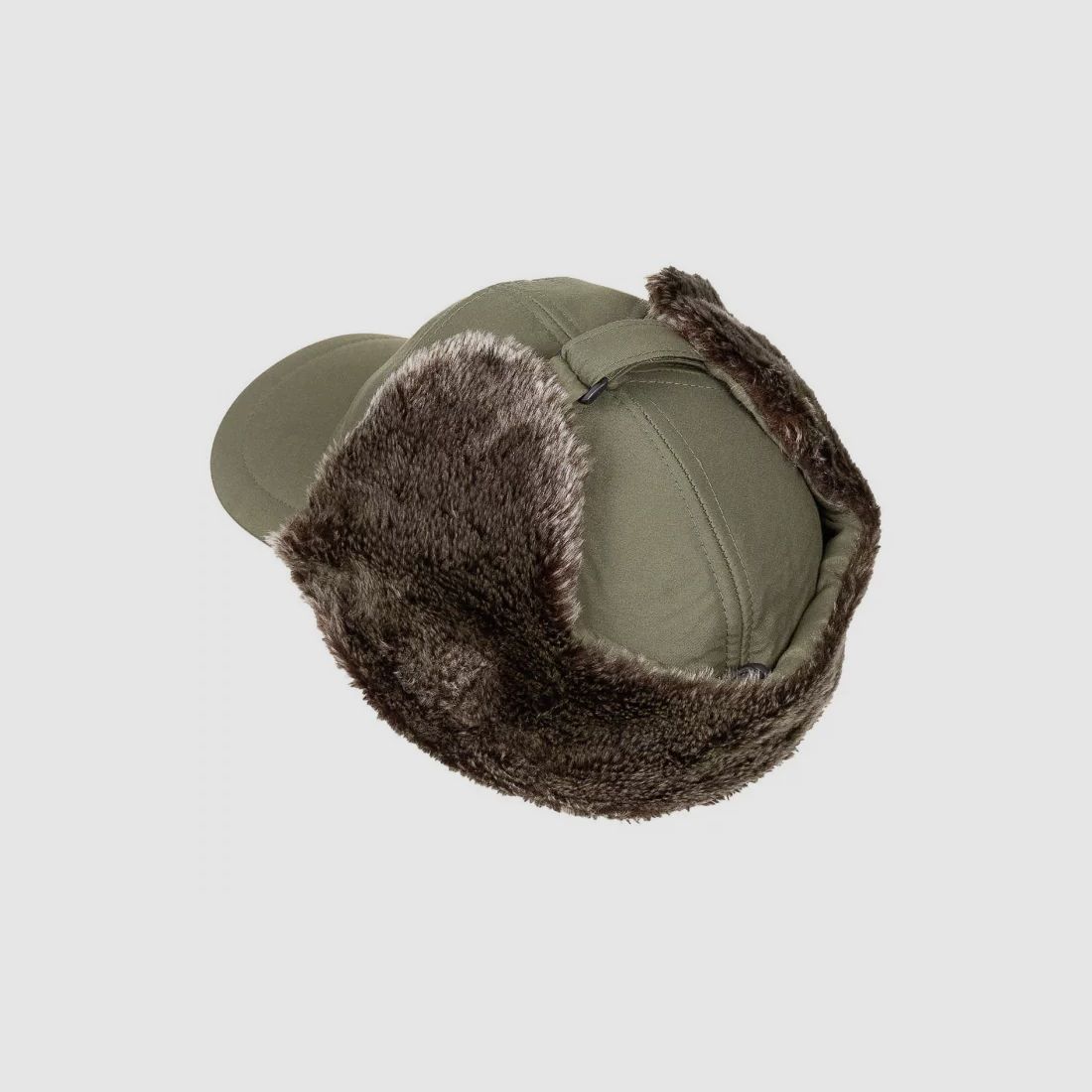 Winter Cap "Trapper" mit Kunstfell, Oliv