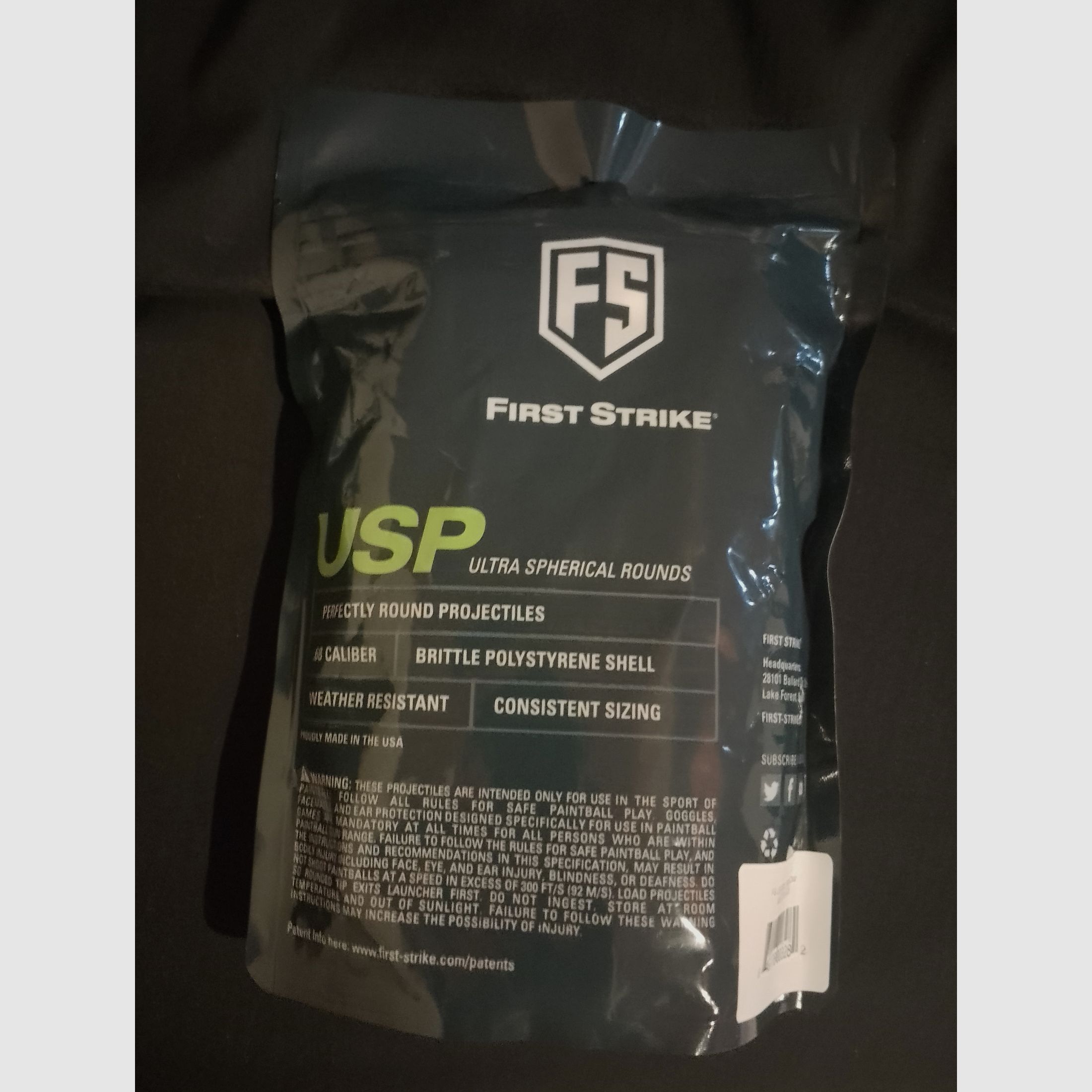 Neu  Cal. 68  First Strike USP Powderballs 150 Schuss Tüte (lila / klar) Paintball RAM Markierer Puder Kugeln Kaliber 68 rar selten 
