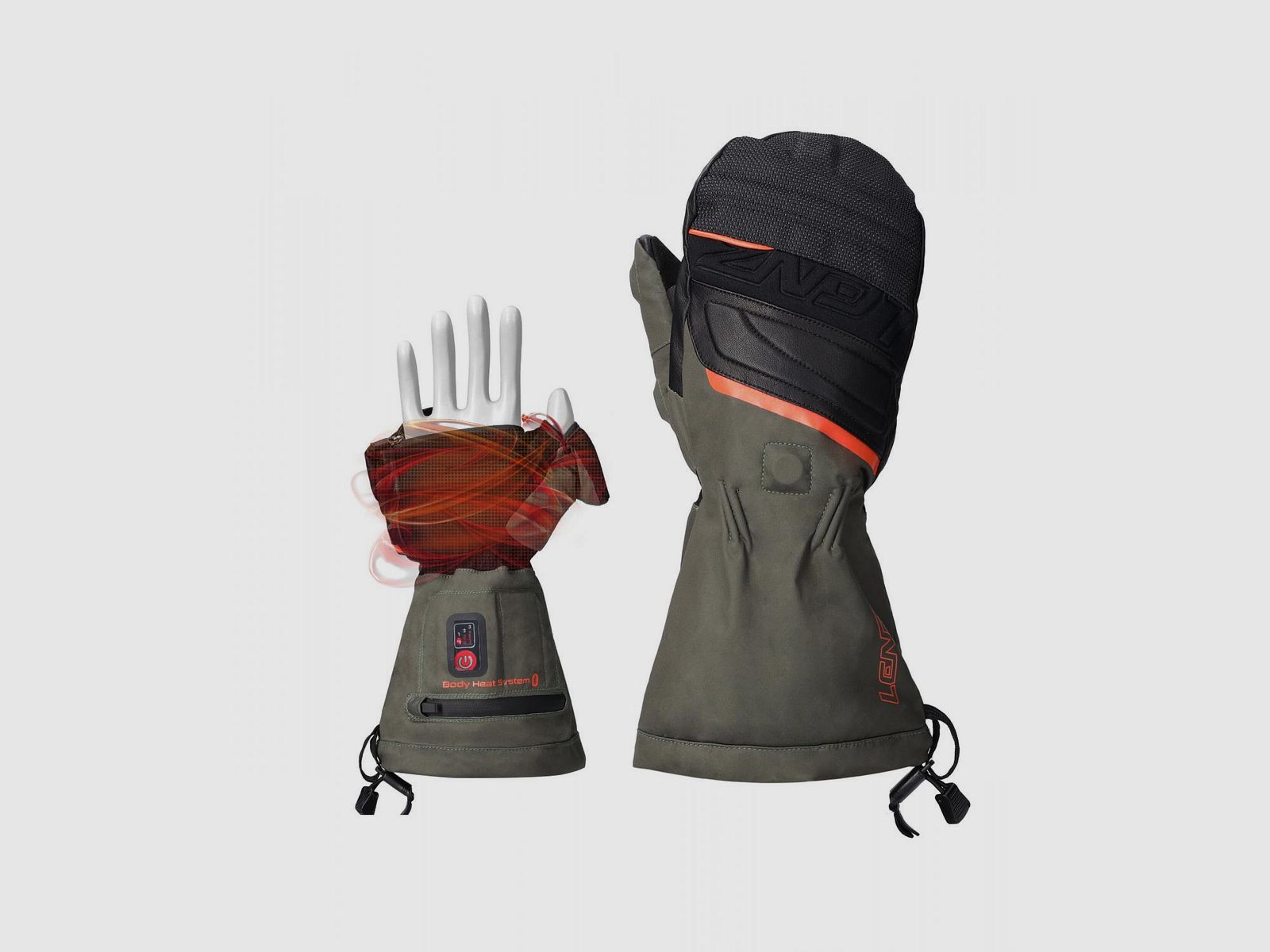 Heat Glove 1.0 Finger Cap Hunting Mittens (Vert/Orange)