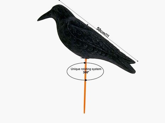 Waggle Kraai XL 360° Rotatie magnum geflockt 50 cm