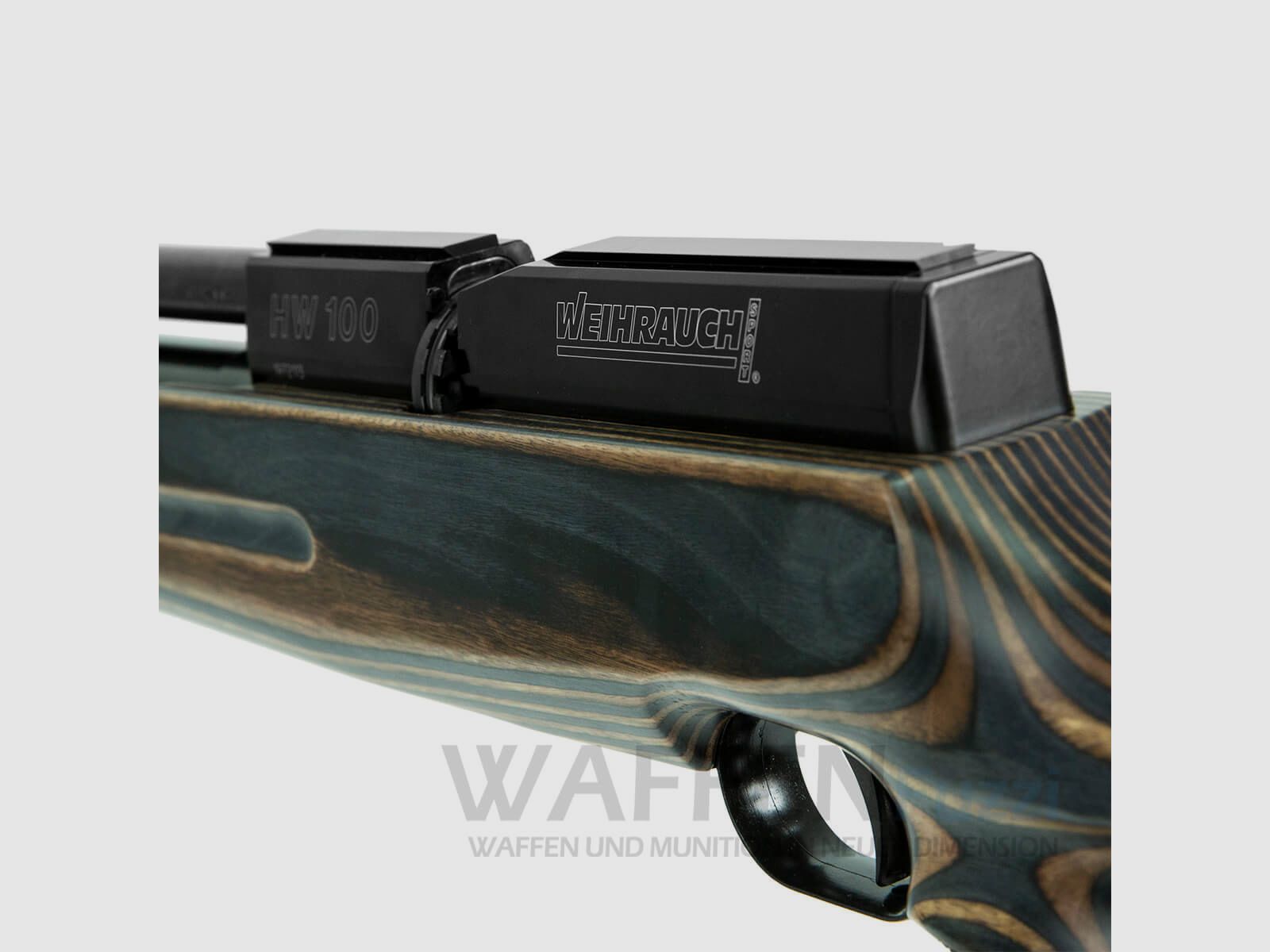 Weihrauch HW 100 T kaliber 5,5 mm persluchtgeweer met houten duimgatkolf + geluiddemper, afbeelding 5 van 6