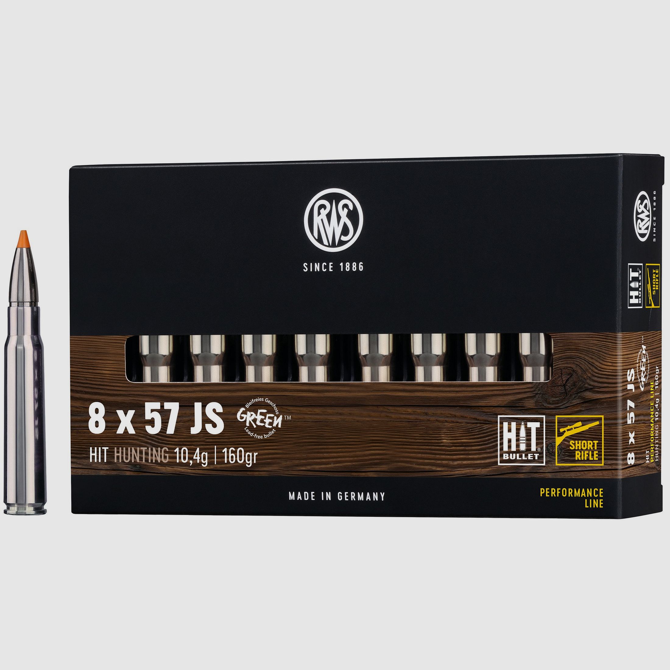 RWS Büchsenpatronen Hit Short Rifle 8x57 IS. 160 grains