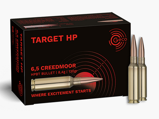 50 Schuss GECO 6,5 CREEDMOOR TARGET HP 130gr 8,4g HPBT Munition MATCH Patronen Hohlspitz #2420105