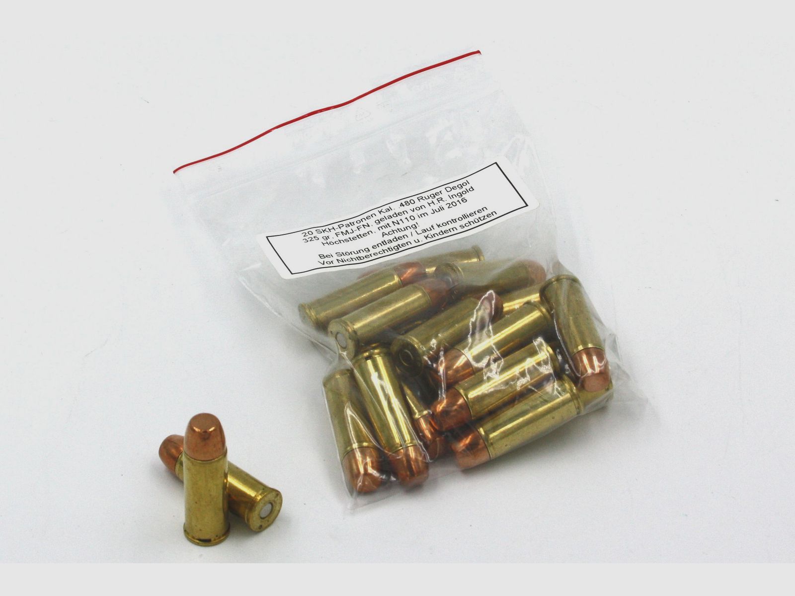 SKH, 480 Ruger, FMJ-FN, 325 gr., 20 Stk.