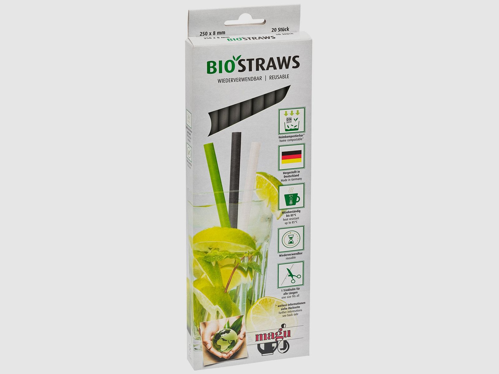 Drinking Straw Set Dark Gray, 20 Pieces