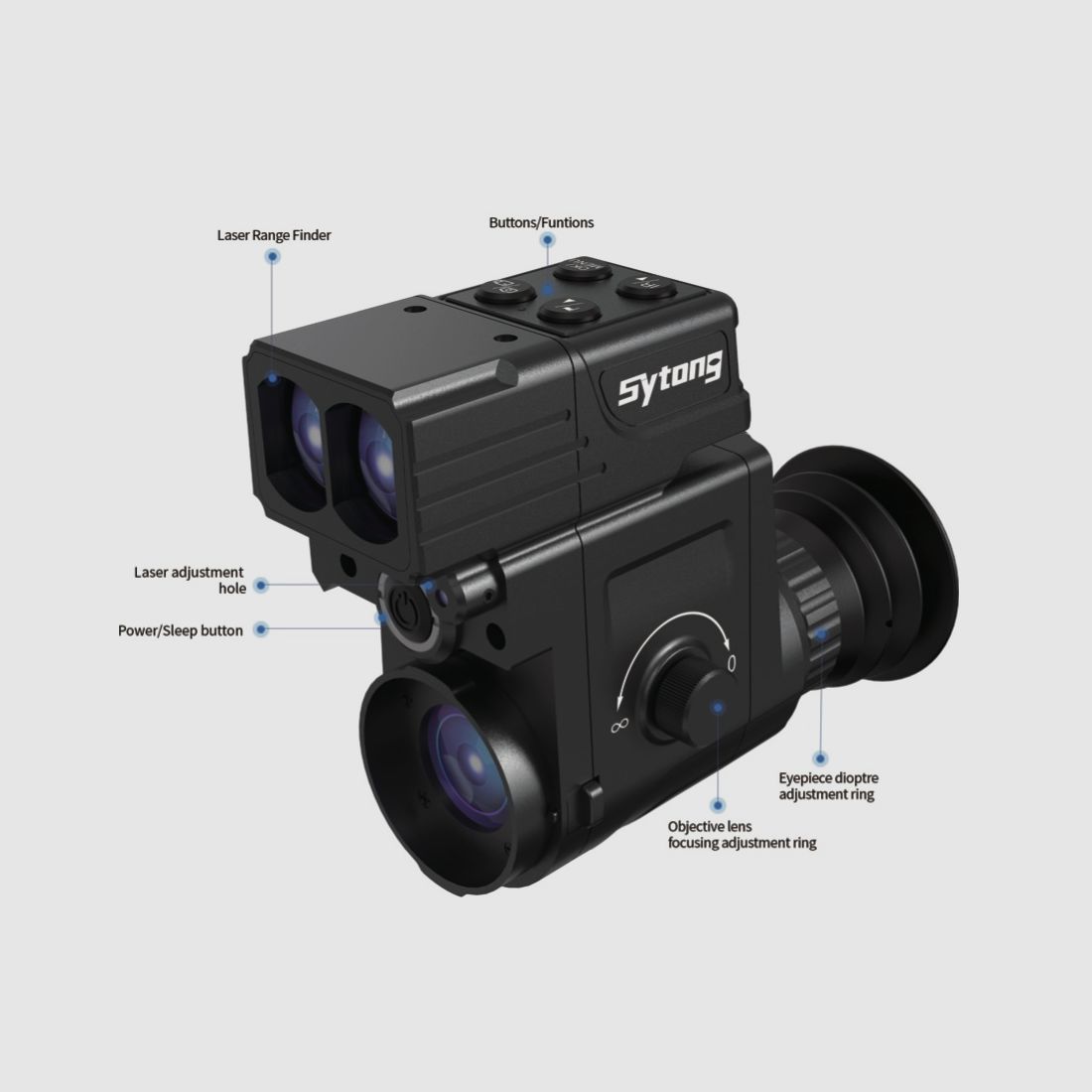 Sytong HT-77 LRF Nederlandse versie 16 mm lens met 45 mm alu-adapter zonder IR-straler