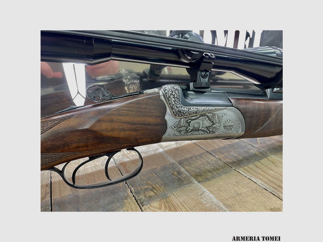 GEBRUIKT – Bockdoppelflinte – P. ZANARDINI ARTIGIANALE Kal. 20 Mag. en 5,6×50 R.MAG., afbeelding 2 van 11