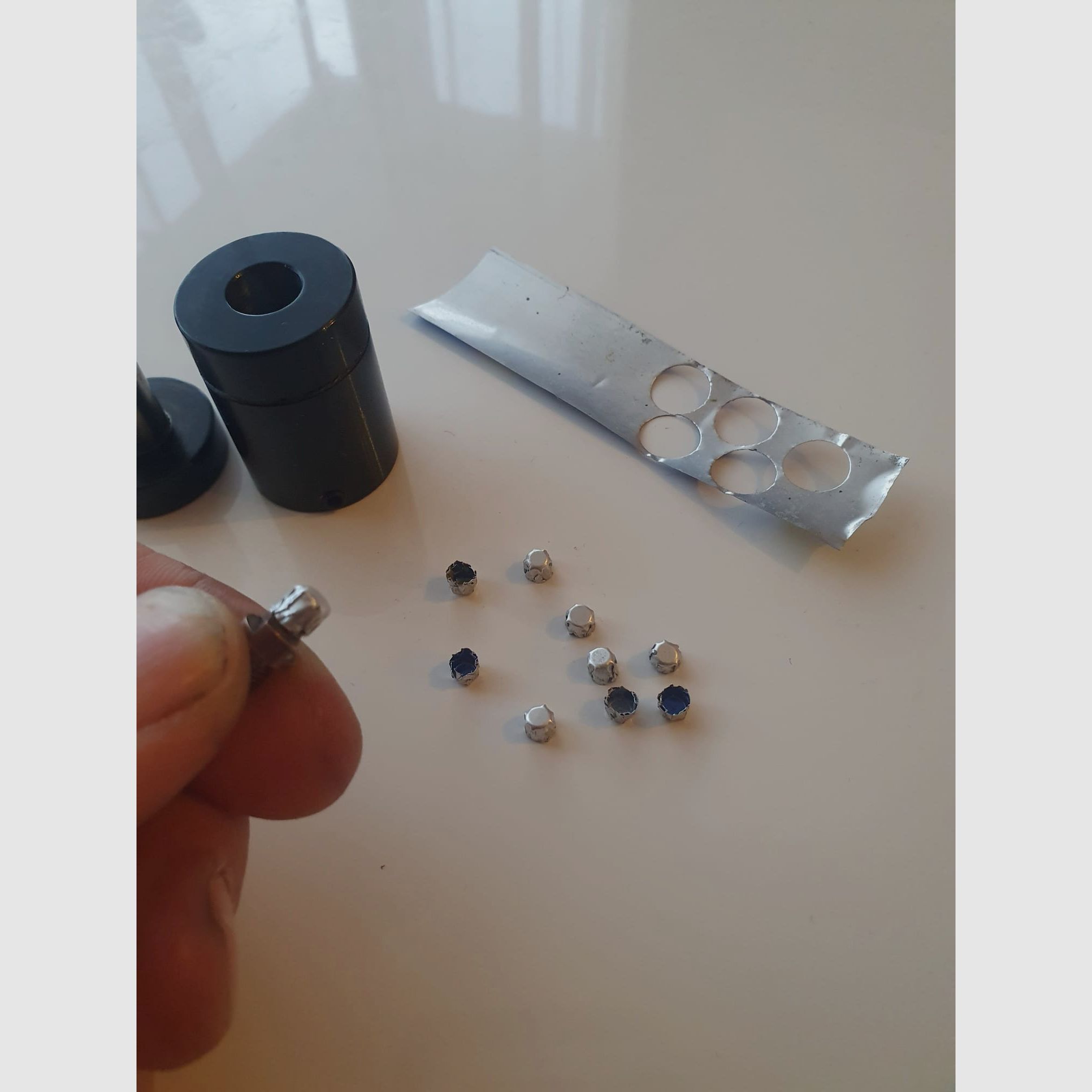 primer #11 for making percussion revolver caps with a primer cap former