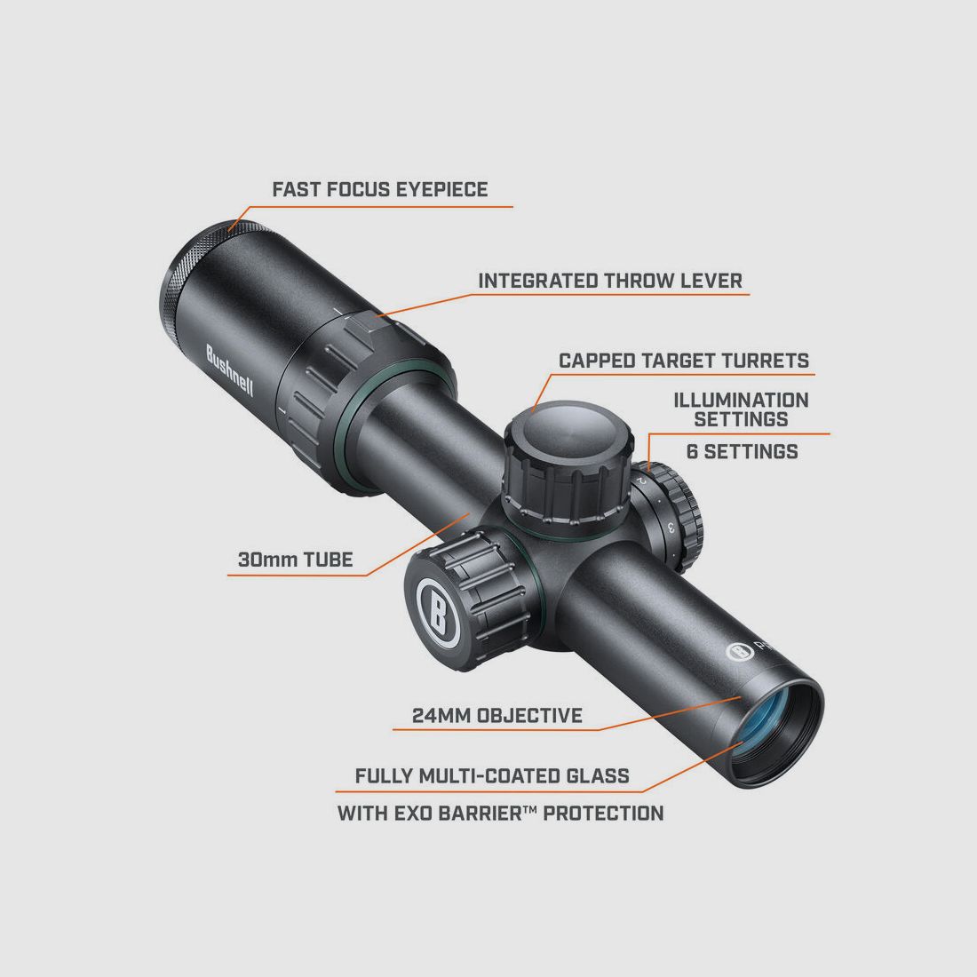 Bushnell Zielfernrohr Prime 1-4x24 beleuchtetes Absehen German 4A SFP #RP1424BS9
