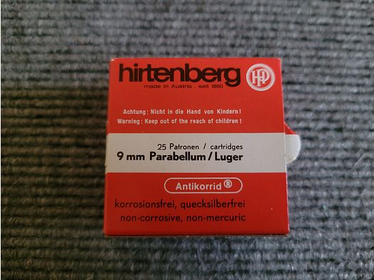 250 cartouches VM FMJ 9x19mm 9mm Luger Parabellum de Hirtenberg