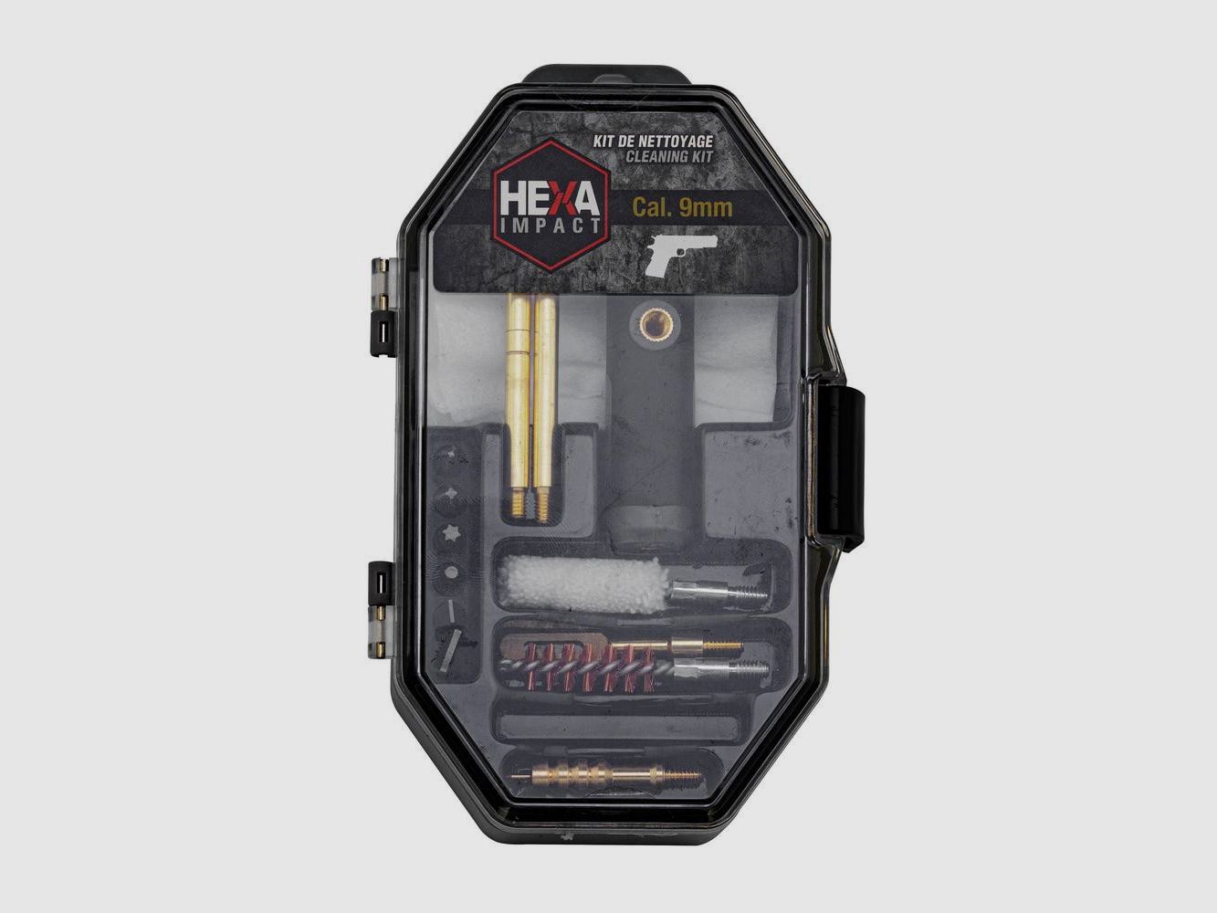 Hexa Impact Reinigungsset für Waffen - Multi-Kaliber 9mm-38SP-357MAG - Vollständige Wartung - Leistung und Haltbarkeit, Bild 1 von 6