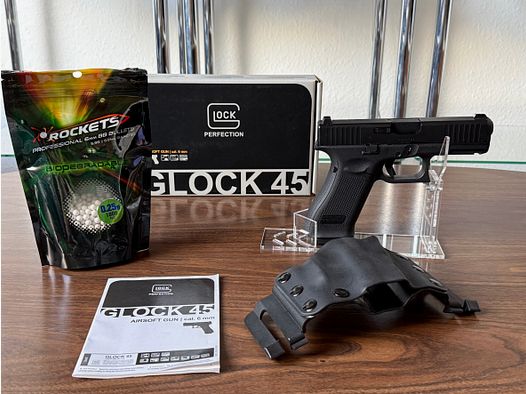 Glock 45 Gen5 GBB Airsoft-Set (Kal. 6 mm BB) – Komplettpaket