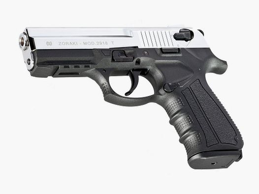 ZORAKI 2918 Czarny / Błyszczący Chrom 9mm P.A.K. Pistolet strzelający z hukiem w stylu Beretta 92F / M9
