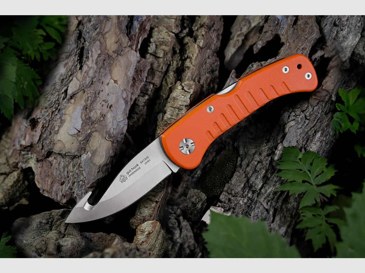 Couteau de poche de chasse PUMA IP avec bon crochet, orange G10