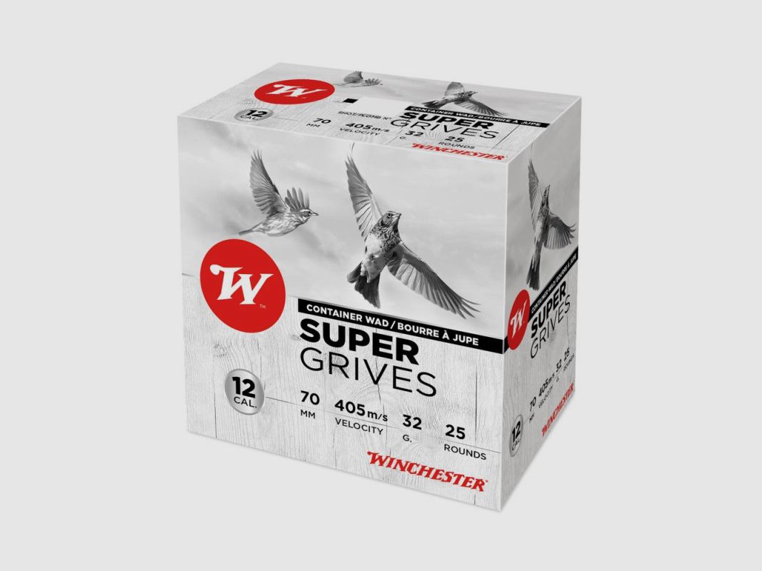 LOT OF 5 BOXES OF 25 WINCHESTER SUPER GRIVES CARTRIDGES CAL 12 - 32G BJ PB 9