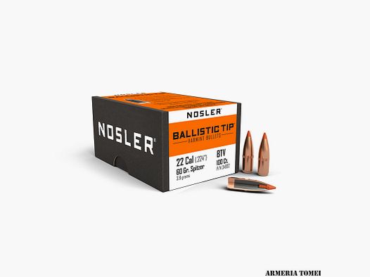 RELOADING BULLE – NOSLER – 22 Caliber 60gr Spitzer Ballistic Tip® Varmint (100pcs)