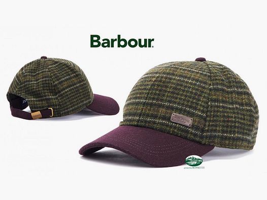 BARBOUR Kapelusz Clyde z zielonej wełny w kratę