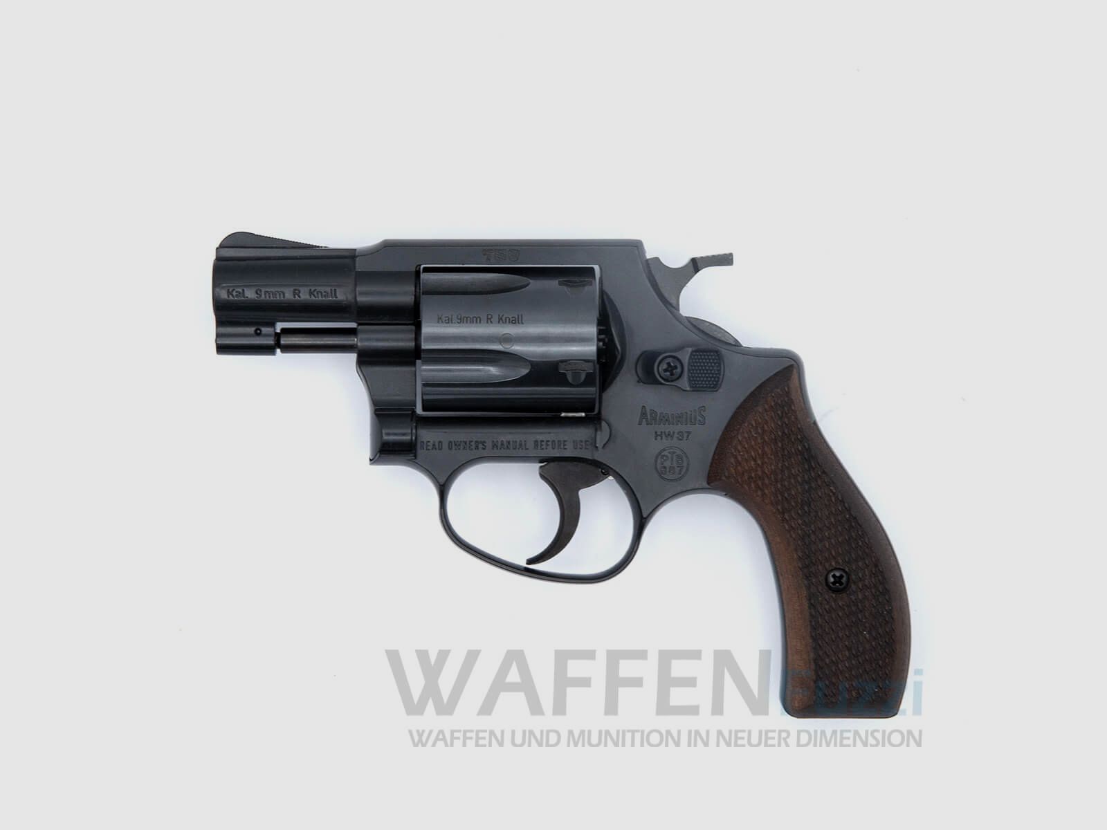 Weihrauch HW 37 blued blank-firing revolver including wooden grip panels