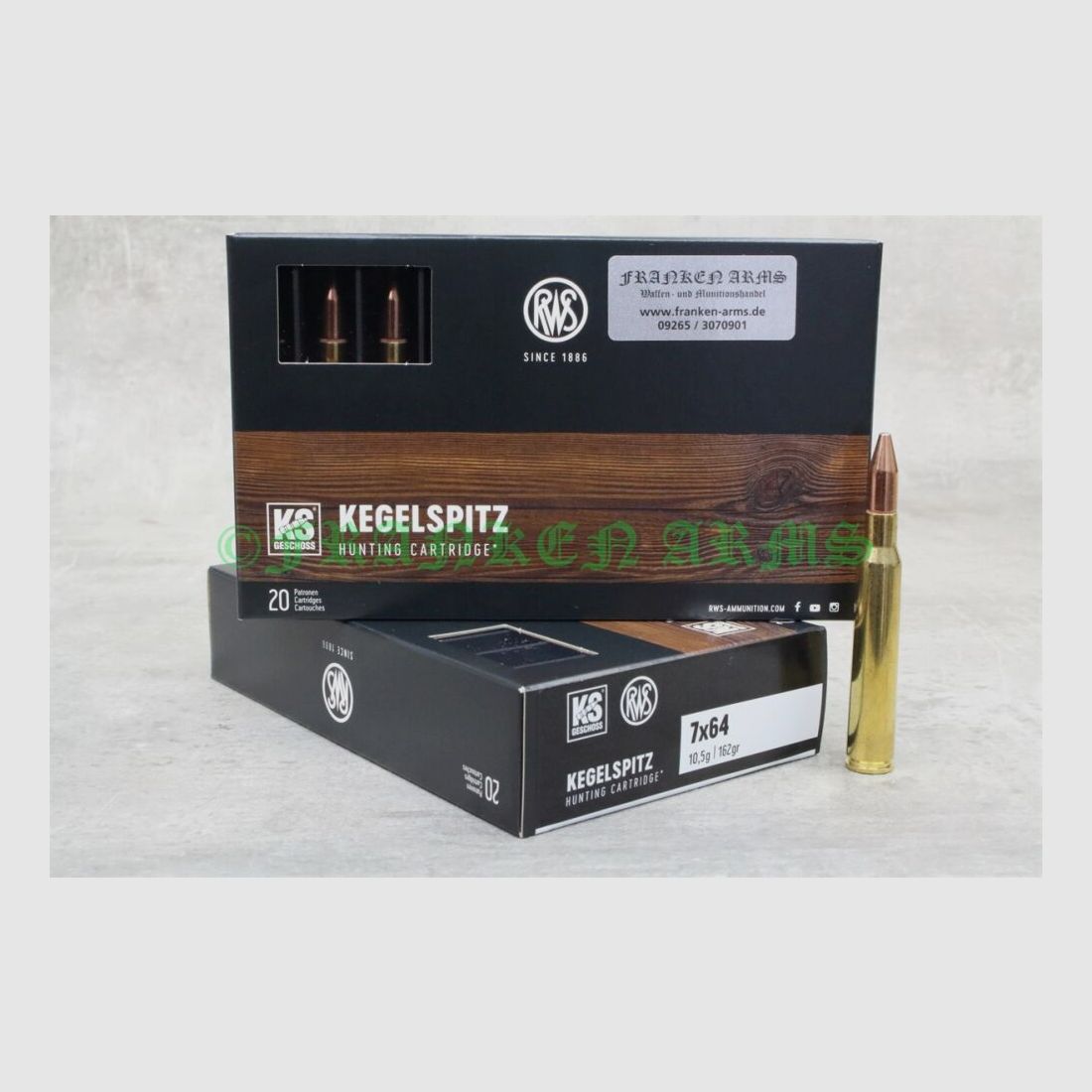 RWS Kegelspitz 7x64 162gr. 10,5g 20 pièces prix dégressif
