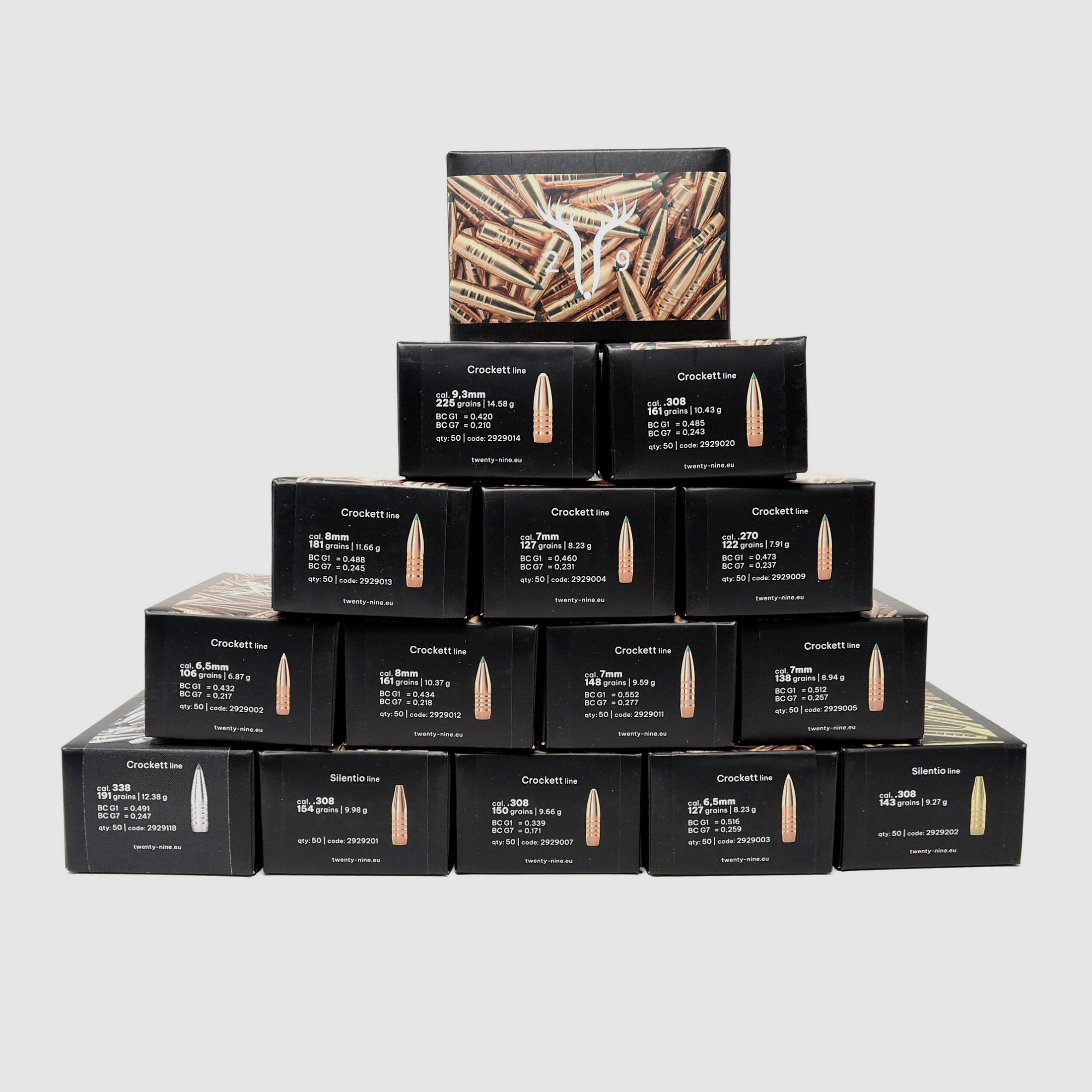 TWENTY NINE BULLETS CROCKETT Kal. 30 150 GR