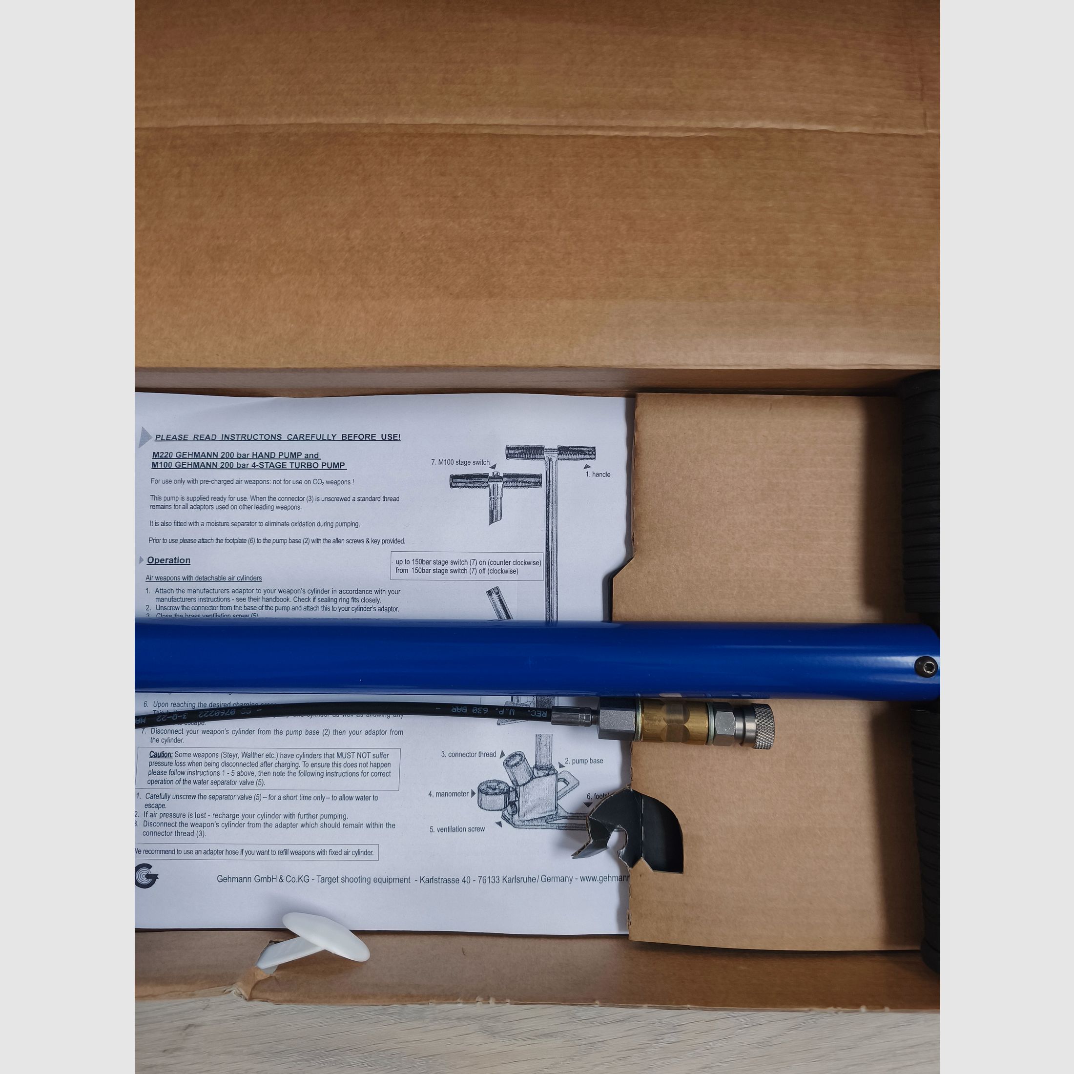 Pistola ad aria compressa Huben GK 1 Set silenziatore - come nuova, pompa